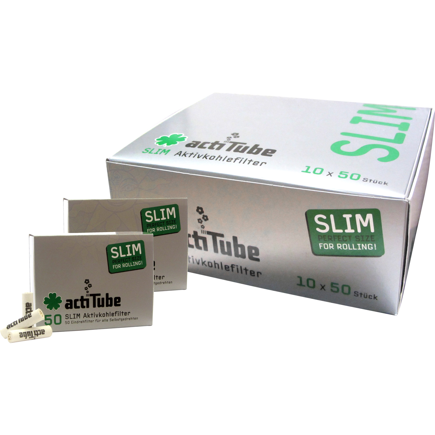 10x Aktivkohlefilter für Rolltabak actiTube Slim 