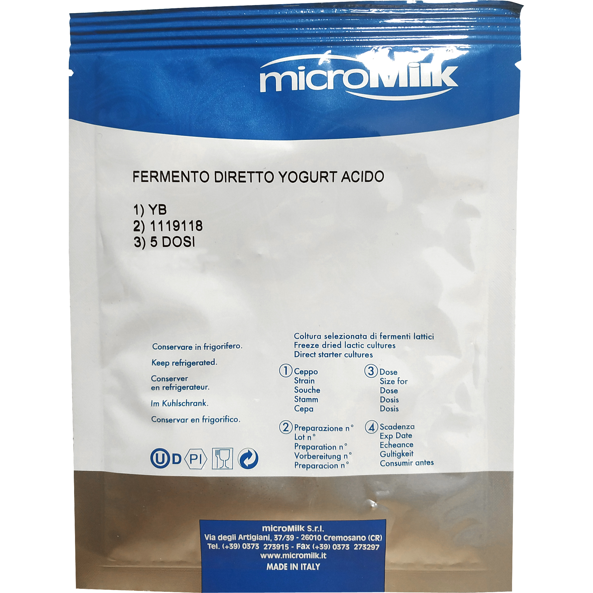 YB fermento yogurt acido microMilk 5 dosi - fermento acido