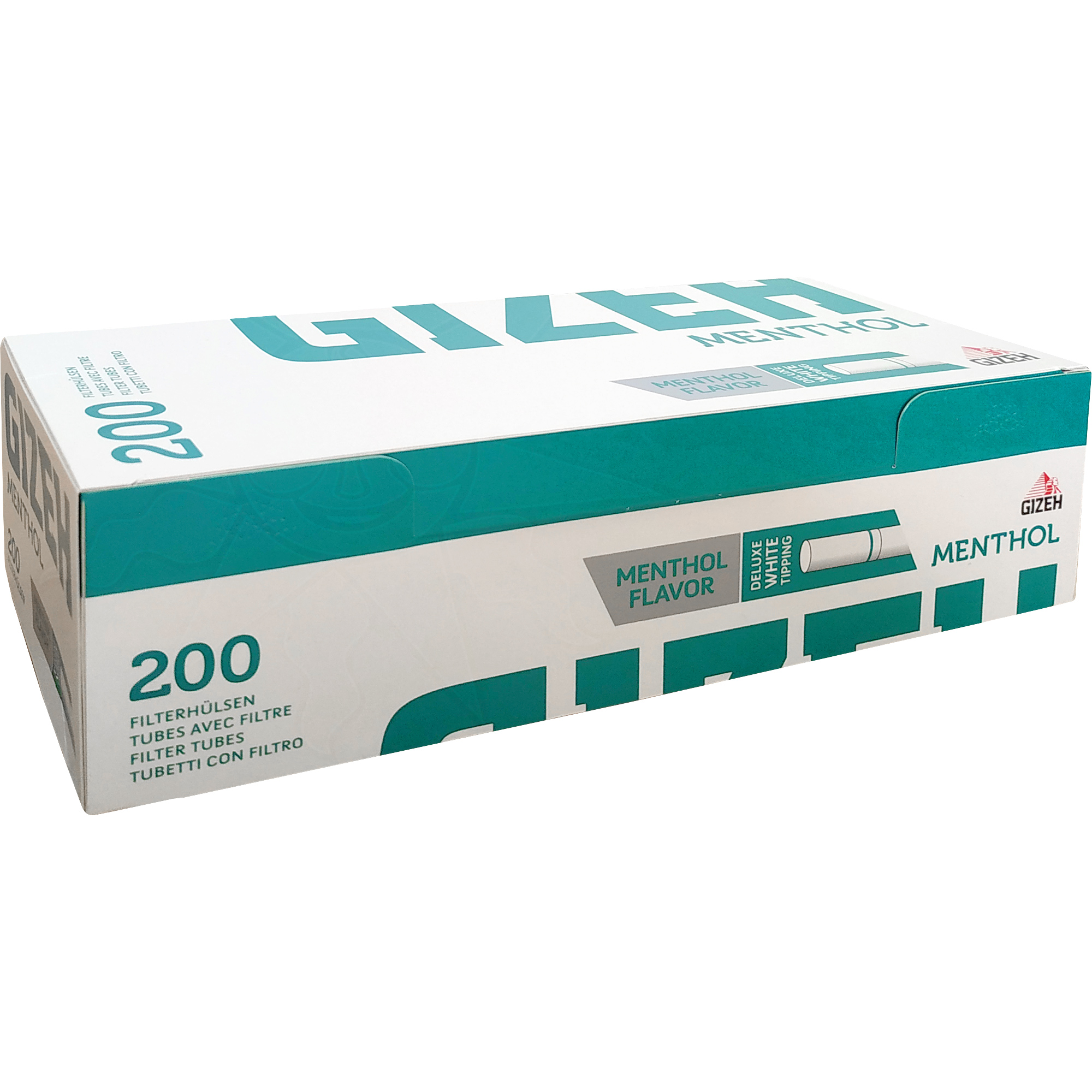 GIZEH Menthol Extra 200 Filterhülsen, extra-langer Filter, 1 Box = 1