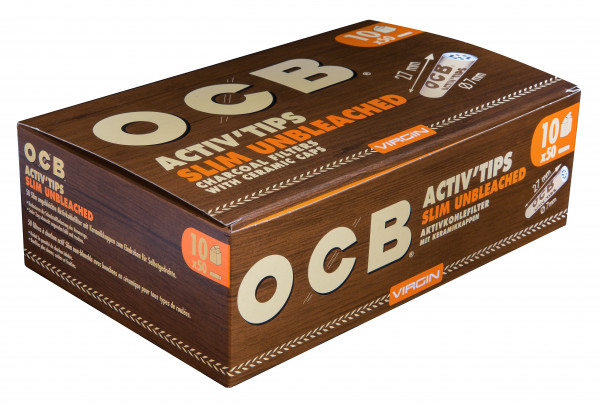 OCB Activ'Tips Slim Unbleached 7 mm (VE: 10 x 50 Stück)